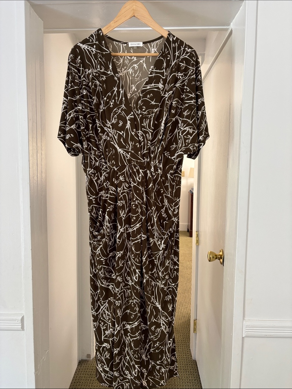 Eileen Fisher Black and White Botanical Maxi Dress
